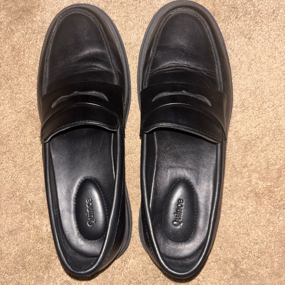 Quince Black Leather Lug Sole Loafers - Women’s Sz 8 EUC - Picture 5 of 9
